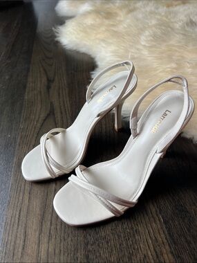 Larroude Annie Heels 7.5 Kid Skin Ivory